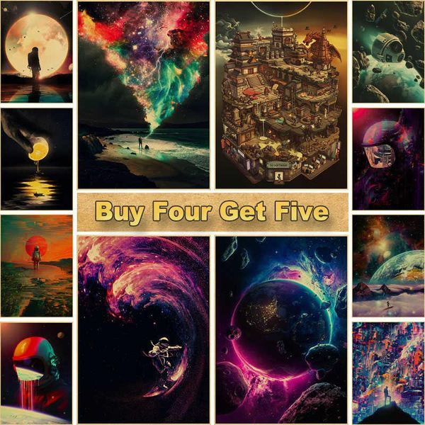 

paintings astronaut space dreaming posters canvas vintage poster wall pictures for living room bar and prints home decor
