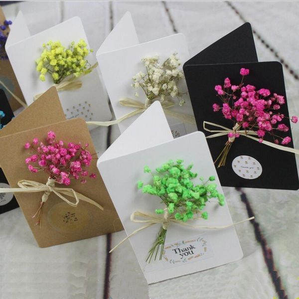 

greeting cards 3pcs/lot mini fresh diy dried flower birthday card folding christmas writing paper graduation blessing