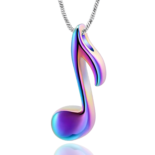 

cremation jewelry music note urn necklaces for ashes women/men stainless steel keepsake memorial locket pendant, Silver