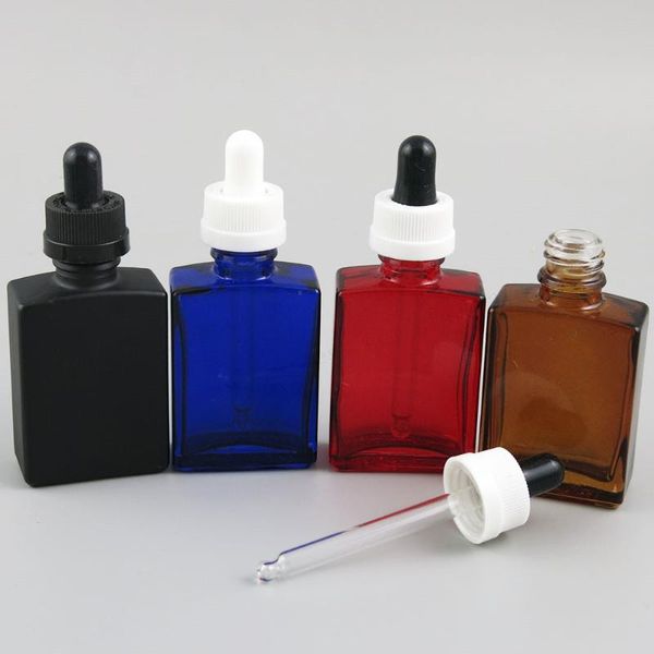 

storage bottles & jars 200 x 30ml square flat black blue red amber clear white glass bottle with save drop 1oz containers