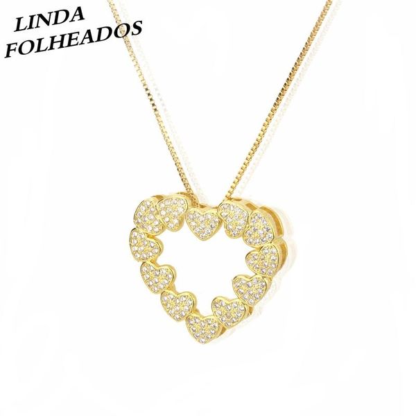 

pendant necklaces designed selling gold/silver color white cubic zirconia hollow heart bridal wedding necklace for women gift