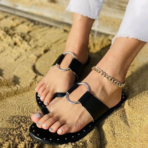 

candy color sandals women ankle strap stretch fabric women's flats shoes slip on summer female sandal ladies girl plus size 43 slippers, Black