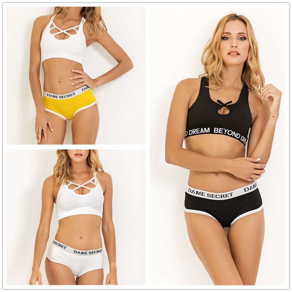 

letter style sports underwear set yoga fitness running dance bra, Red;black