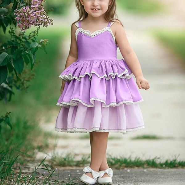 

toddler girls cupcake dress summer kids girl princess dresses purple patchwork sweet clothing for children lovely casual costume, Red;yellow