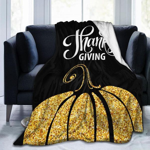 

blankets soft warm flannel blanket happy thanksgiving day with golden pumpkin travel portable winter throw thin bed sofa