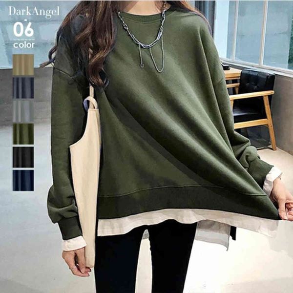 

spring and autumn color long sleeved round neck sweater, Black