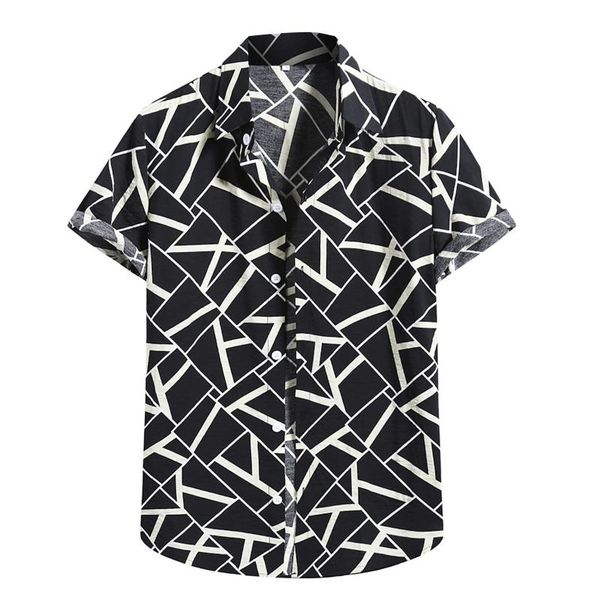 

plaid shirt men shirts 2021 summer fashion button checkered short sleeve cotton linen print blouse #t2g men's casual, White;black
