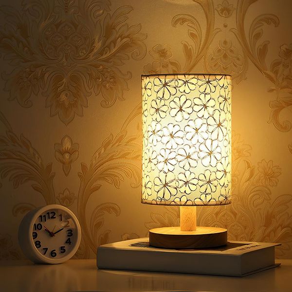 

table lamps 1pc nordic solid wood led lamp modern portable usb living room bedroom bedside decorative night light