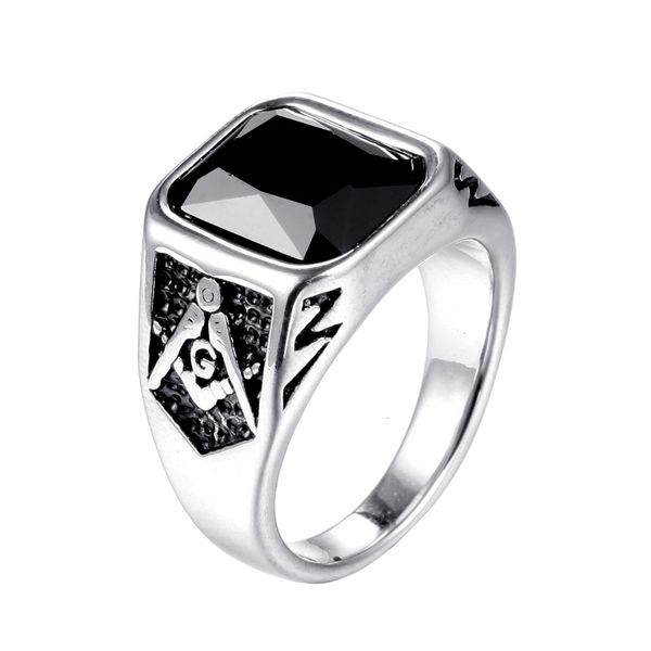 

delicate ring masonic fashion simple titanium steel personality punk men's jewelry, Silver