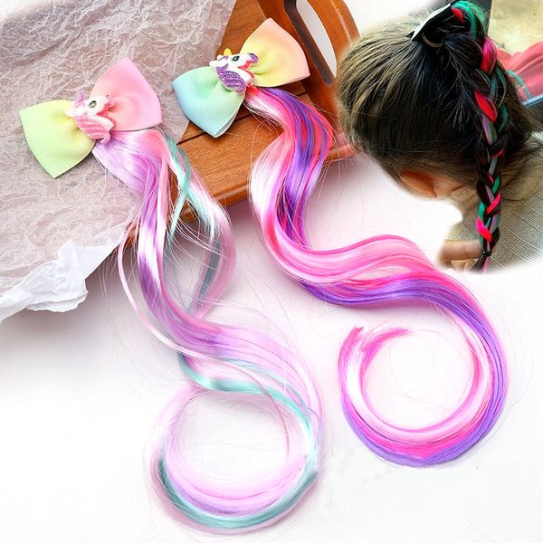 Acessórios de cabelo de crianças bonitos vintage colorido peruca tranças hairpin meninas curvar-se pulseira de cabelo jóias de cabelo para festa