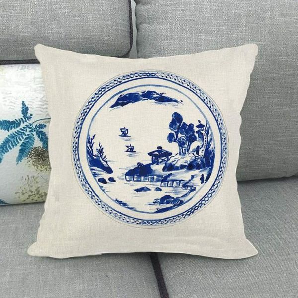

cushion/decorative pillow 1/2pcs home decor cushion cover for chinese style theme blue and white porcelain pattern faux linen throw case 45*