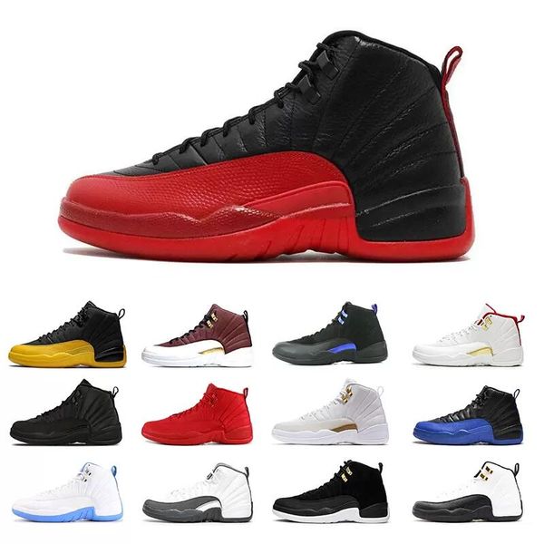 

jumpman 12 12s men shoes royalty lagoon pulse twist utility reverse flu game concord grey university gold taxi playoffs mens sports sneakers, Black