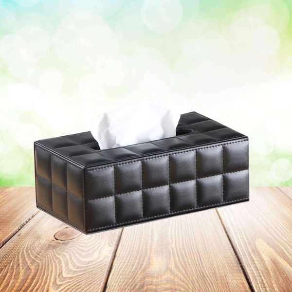 

tissue boxes & napkins simple pu box rectangle paper towel holder desknapkin storage container for home office (size s, black)