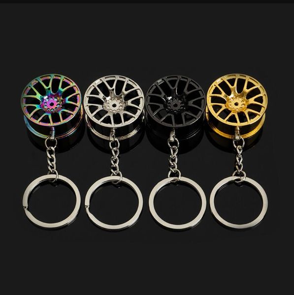 

creative 3d car wheel rim turbo metal pendant keychain keyring hanging decoration fashion jewelry bag hangs, Silver