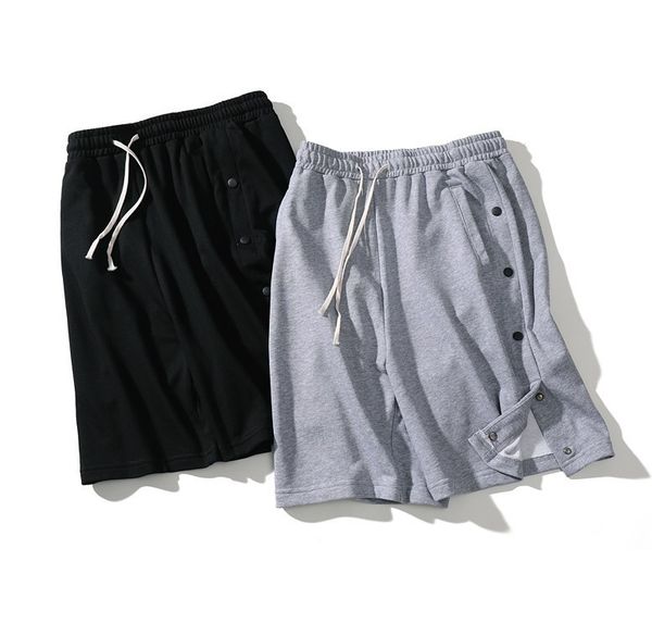 

mens designer summer shorts pants side button design casual fashion drawstring running shorts fitness high street, Black