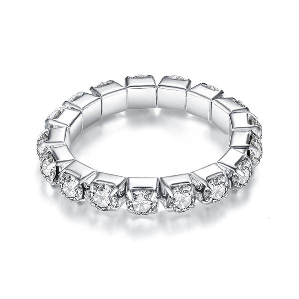 

one row two three / four rows of super bright elastic diamond ring, Silver