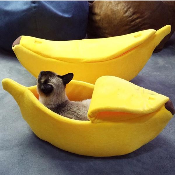 

cat beds & furniture banana shape dogs semi-enclosed cats cave house cute kitten home indoor warm sleeping kennel for small medium pet suppl