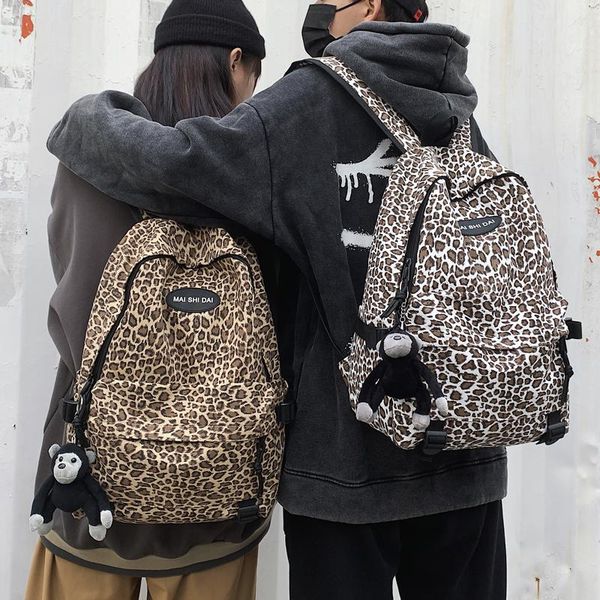 

backpack men travel backpacks large-capacity female leopard print personality women mori series shoulder school bags harajuku