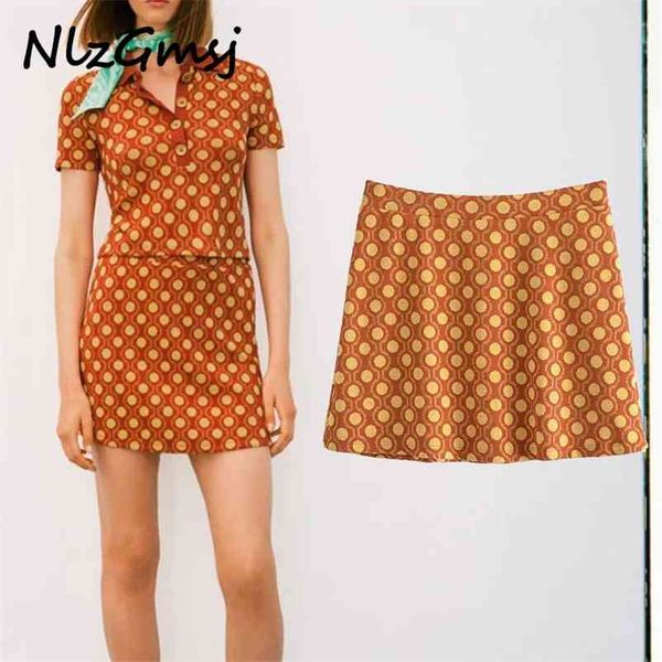 

skirt women spring summer mini yellow dot print chic s female 05 210628, Black