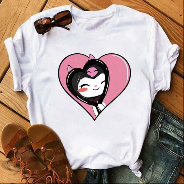 

lovely fashion short sleeve cute womens t shirt cartoon anime printed o neck tee summer, White