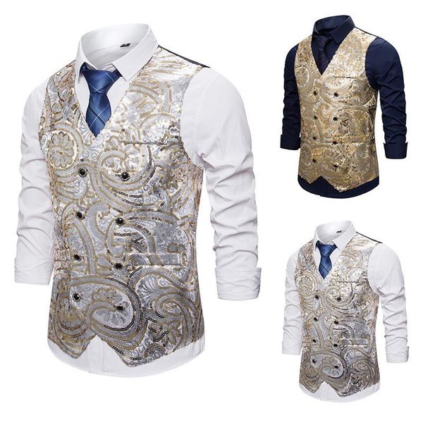 

men's brand creative pure color fashion personality business casual vest wedding man stage singer mens vests, Black;white
