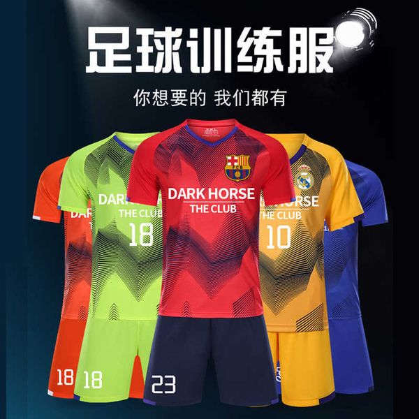 

children's soccer kit set boys' training team kit primary and secondary school students' match printed sports jersey, Black;white