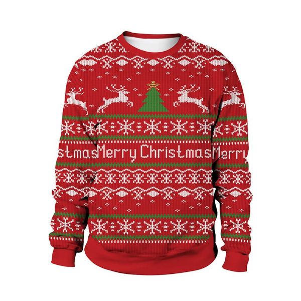 

men's sweaters 2021 autumn and winter christmas clothes women's printed round neck deer lovers' sweater men, White;black