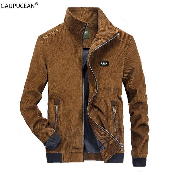 

men's jackets 100% cotton corduroy anti-pilling men jacket spring autumn winter zipper pockets applique embroidery male fashion man, Black;brown