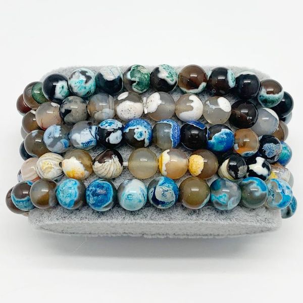

momiji fashion fire agate matural stone for the women elastic adjustable round beads crystal charm couple bracelet beaded, strands, Black