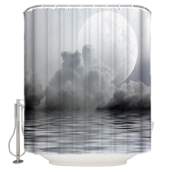 

shower curtains moon full sea clouds smoke curtain waterproof polyester bath