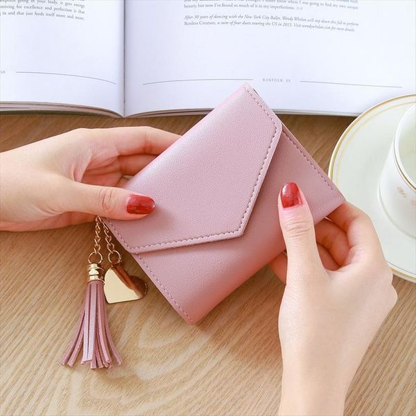 

womens wallet cute student tassel pendant trend small fashion pu coin purse women ladies bag for, Red;black