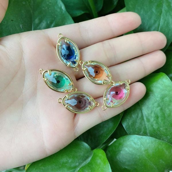 

charms 5pcs/lot 2021 est elegant eye crystal connector pendants for jewelry making, Bronze;silver