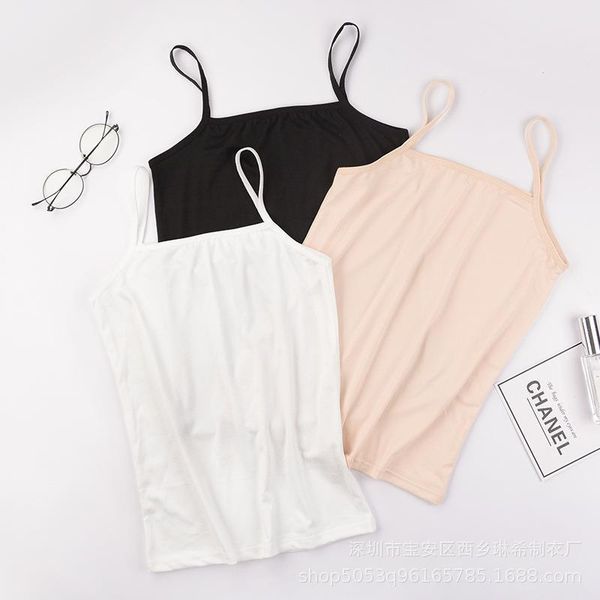 

y2k solid women tanks color cotton camisole summer student bottoming shirt, White