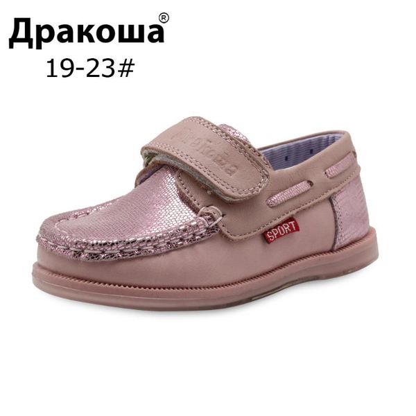 

sneakers apakowa children's girls geniune leather casual shoes fashion moccasins kids non-slip loafers arch support, Black;red