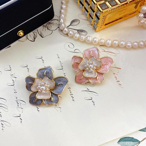 

pins, brooches retro enamel pin pearl flower brooch elegant scarf buckle laple pins fashion jewelry gifts for women clothing accessories, Gray