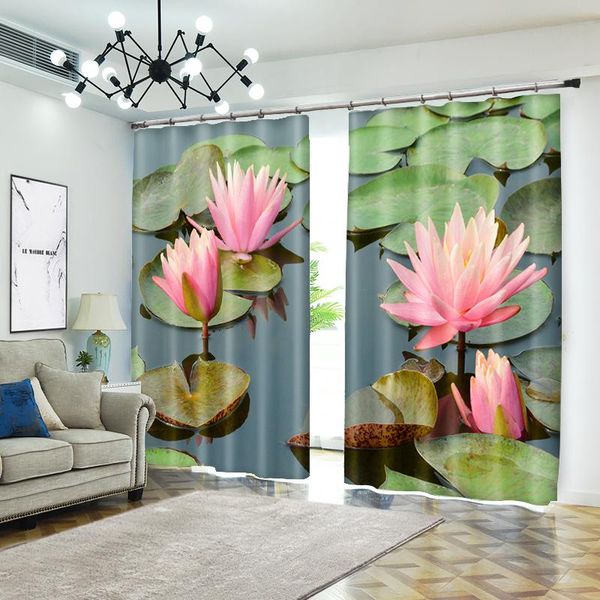 

curtain & drapes lotus bloom pond 3d curtains for living room window treatments modern beding high-precision shade
