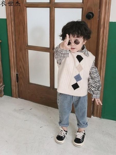 

children's vest spring 2021 small and medium-sized boys' hair all-match trend pullover, Blue
