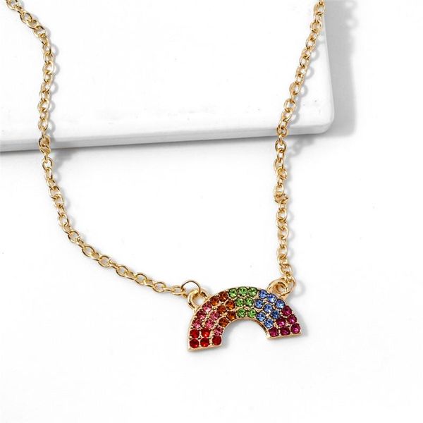 

pendant necklaces 2021 european and american love necklace multicolor rainbow drop oil heart lips women's, Silver