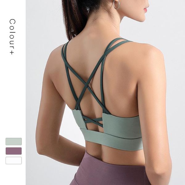 

gym clothing women yoga sport bra shockproof back sports crop breathable athletic fitness running vest sportswear, White;black