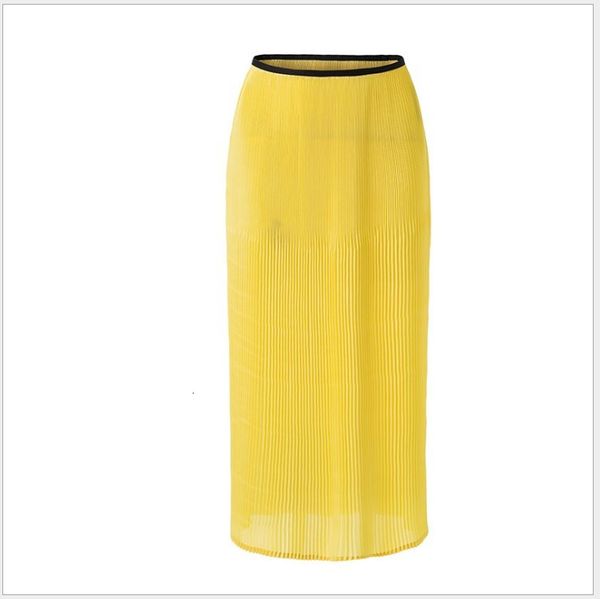 

skirt yellow pleated female the beautiful high waist skirt, Black