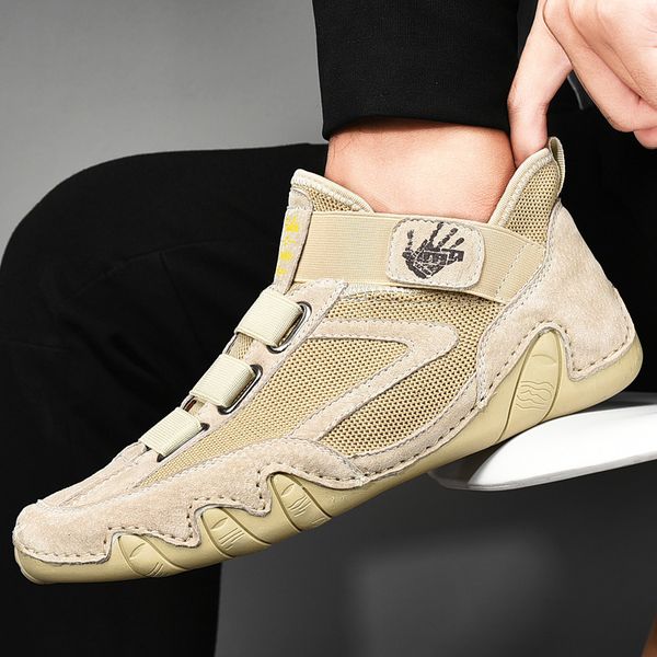 

man all-match hollow loafers moccasin hombre fashion casual shoes masculino hand-sewn social driving shoe male boat sneaker, Black
