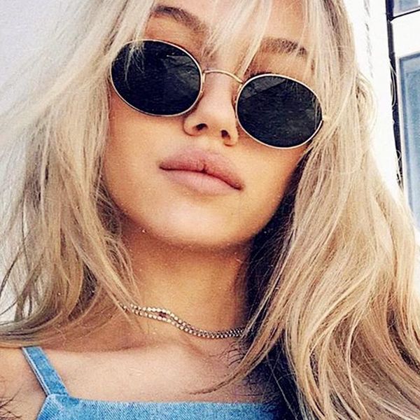 

small retro sunglasses women metal oval glasses vintage eyeglasses for women/men luxury designer gafas de sol, White;black