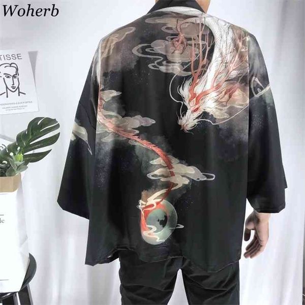 Japanische Art Kimonos Lose Hemd Druck Bluse Frau Mann Sommer Bademantel Kimono Sonnenschutz Kleidung Yukata 210519