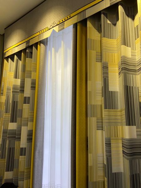 

light luxury fashion simple curtains nordic irregular geometric curtain cotton and linen living room bedroom & drapes