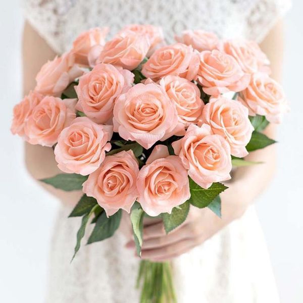 

decorative flowers & wreaths 1 bunch artificial rose multicolor bouquet silk home garden party wedding decoration diy flower