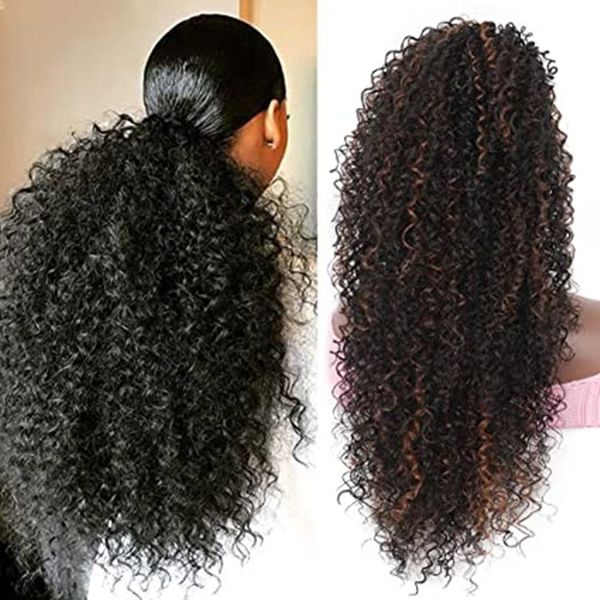 

big super curly low weave ponytail highlight #30 sleek and shiny amazing draw string wraps afro 4c kinky curl ponytail hairpiece for black w