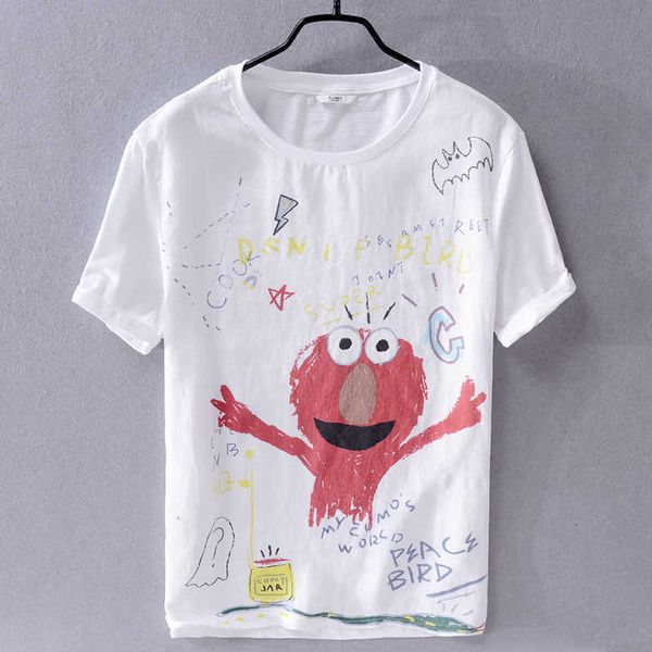 

women's t-shirt tendncia vero dos casuais t-shirt manga curta de linho e algodo costura shirt camisas da forma t para homens p33i, White