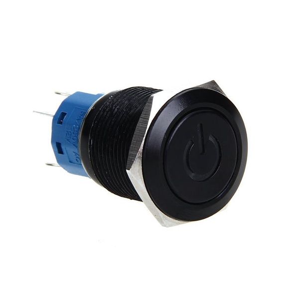 

smart home control led push button switch 12v 19 mm self-locking black