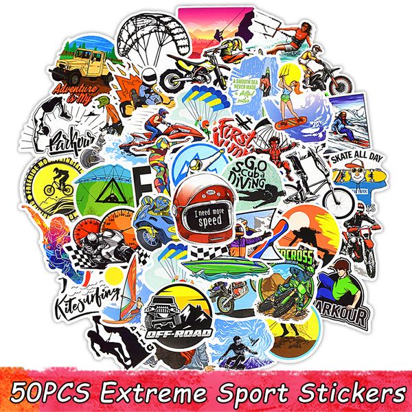 50 Pcs Extreme Esporte Adesivos Graffiti Fresco Aventura Meninos Decalques Skate Laptop Capacete Capacete Capacete Motocross Etiqueta Impermeável