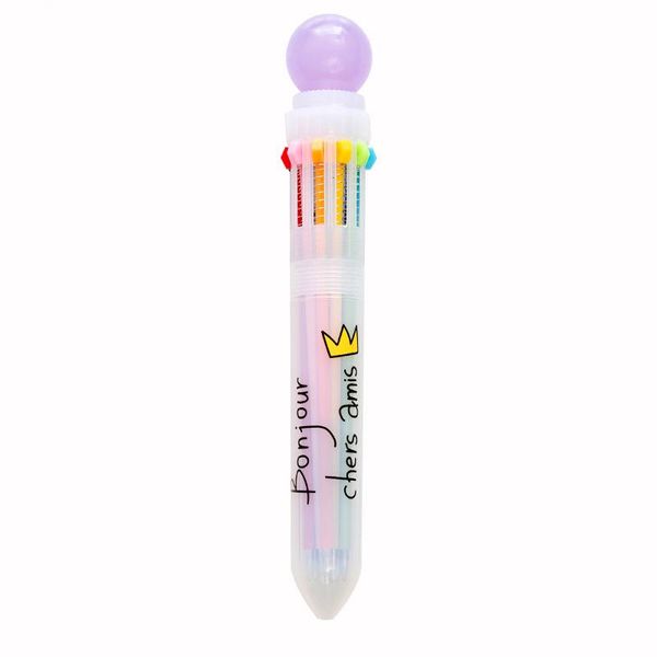 

ballpoint pens 1pcs cartoon crown multi color pen crystal ball 10 refill in 1 spot liner marker office school student supplies f976, Blue;orange